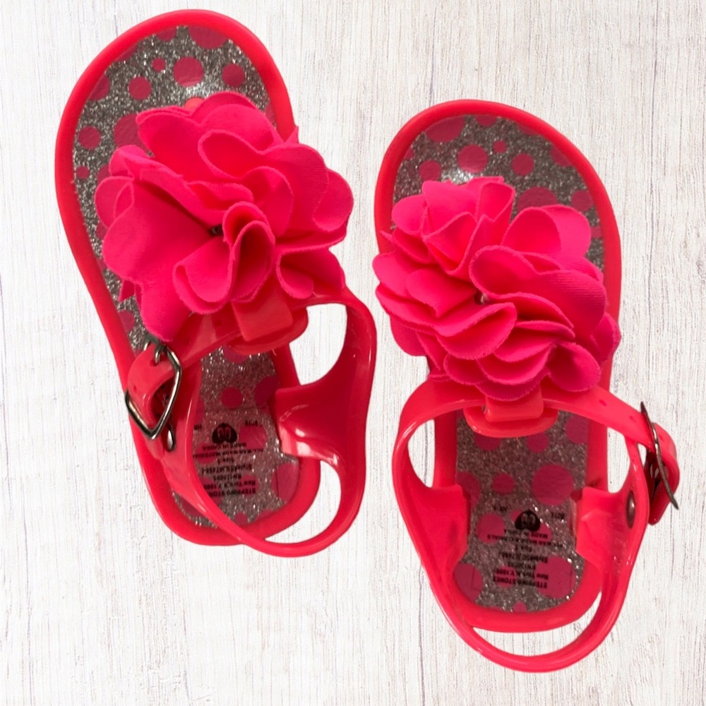 ⚡️5/$25 SALE⚡️ Hot Pink Floral Sandals size 5